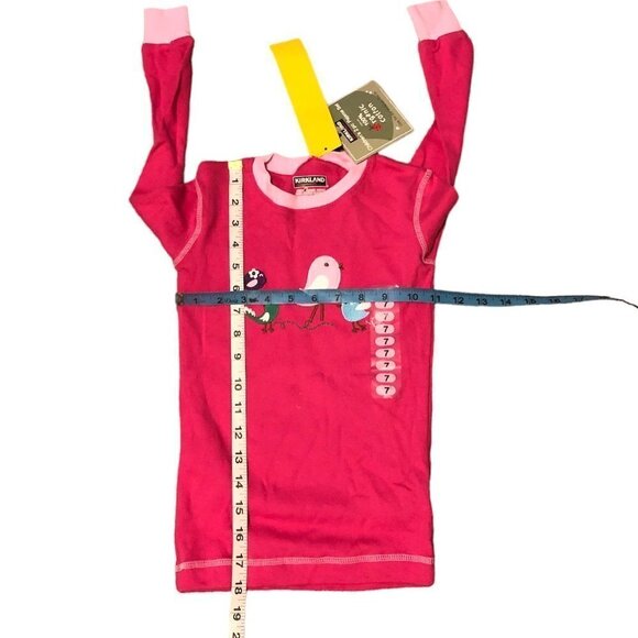 KIRKLAND SIGNATURE Pajama Top Girls Size US7 Pink 100% Organic Cotton Bird - Picture 3 of 9